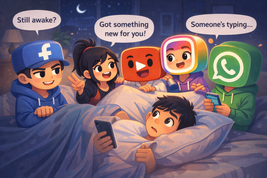 Late night social media overload