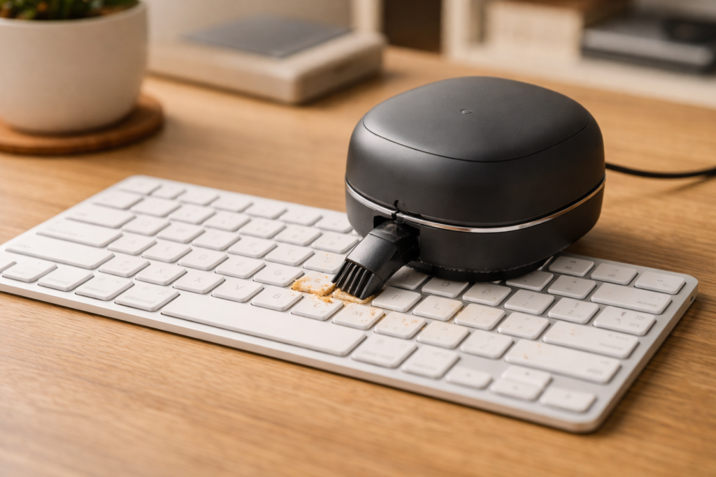 USB desk vacuum cleaning crumbs