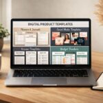 Modern workspace with digital templates