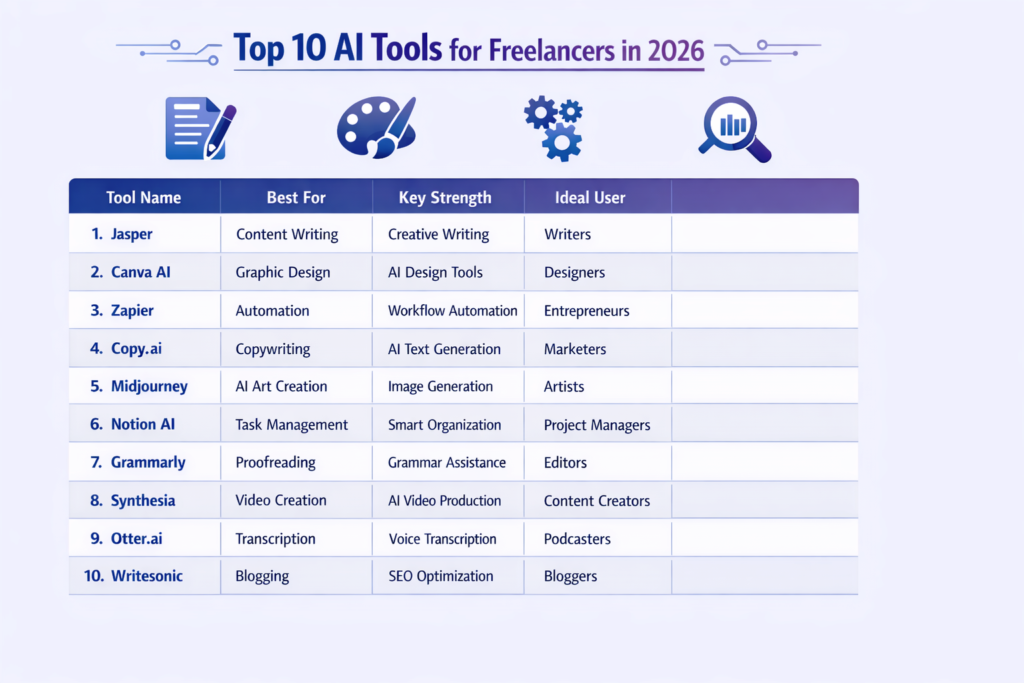infographic comparing Top 10 AI tools