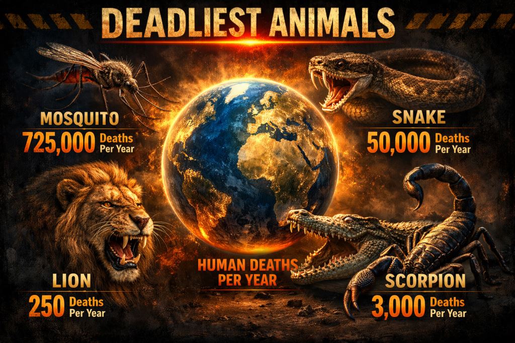 The World’s Deadliest Animals (Human Deaths Per Year) – Surprising Rankings