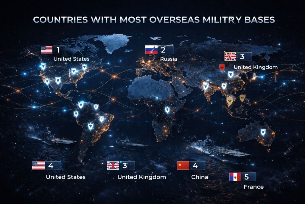 countries with most overseas military bases infographic